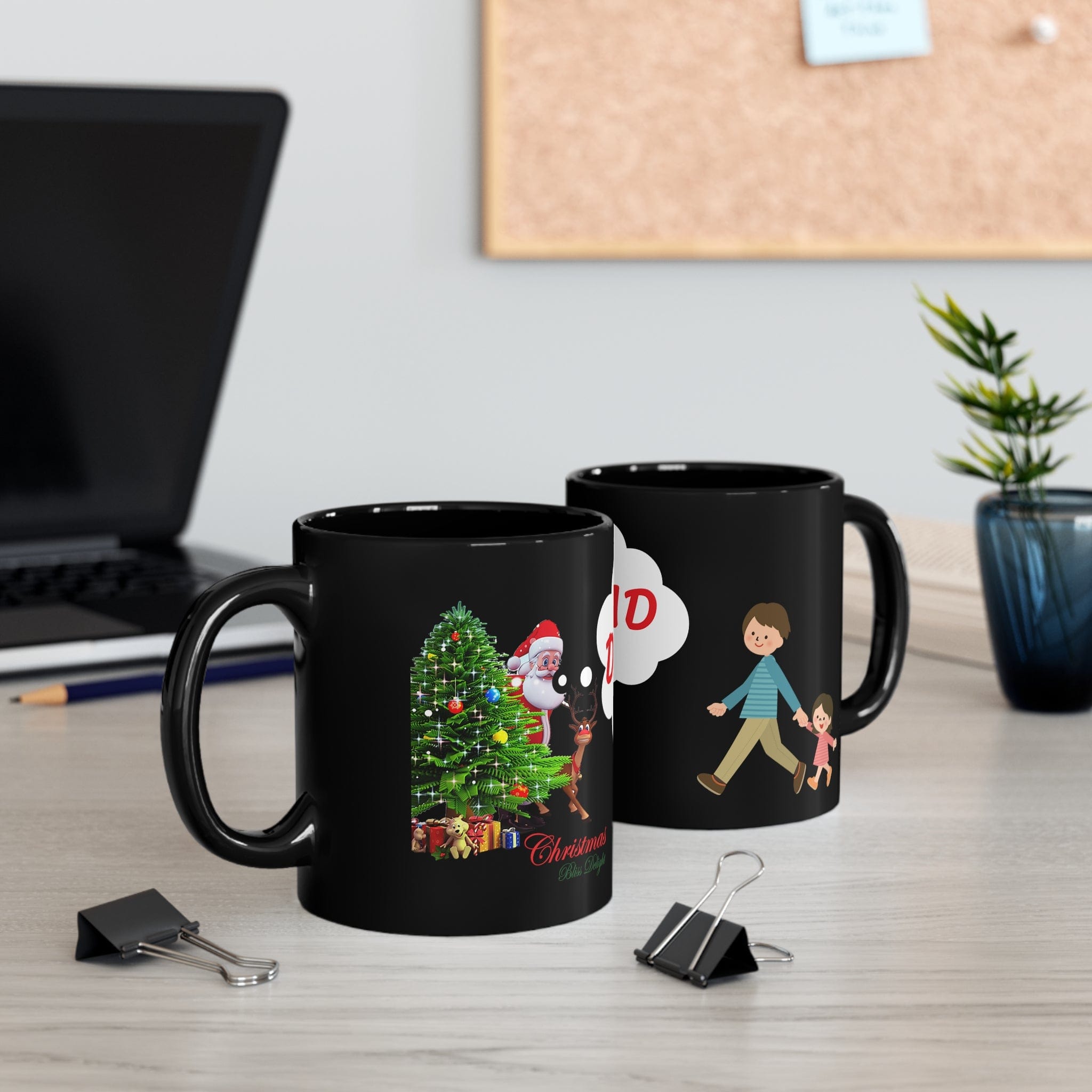 Printify Mug 11oz Cozy Moments: 15oz Black Mug Featuring Santa's Approval of Daddy-Daughter Bond