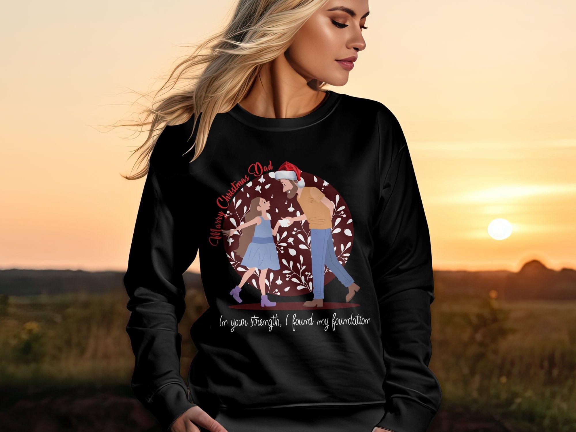 Printify Sweatshirt Cheers to Dad's Love, Daughter's Laughter: Christmas Unisex Heavy Blend™ Crewneck Sweatshirt