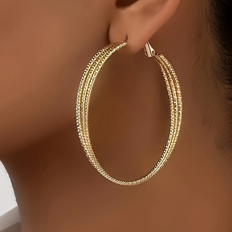 1pair Fashion Retro Simple Multi-layer Hoop Earrings For Men, For Holiday Daily Wear