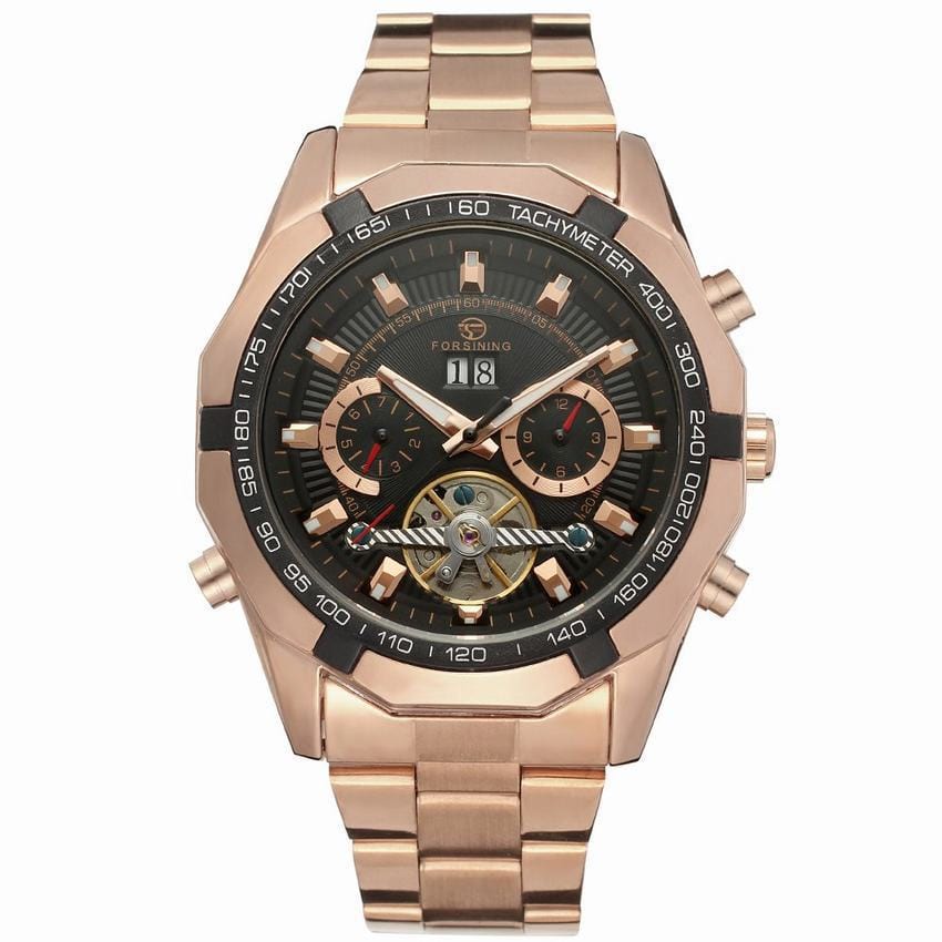 tradecastle mens Rose Gold Black Gold Watches Men