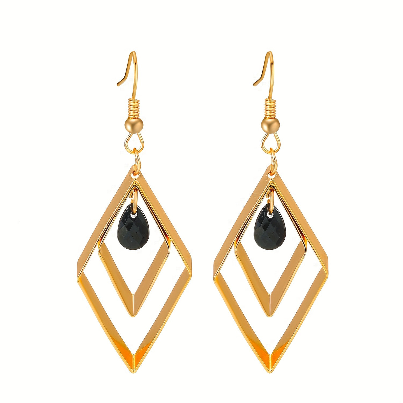 1 Pair, Retro Argyle Earrings, Black Rhinestone Pendant Hollow Square Earrings, Woman Girl Jewery, Holiday Gifts, Girlfriend Gifts, Jewelry Gift, Birthday Gifts, Mother's Day Gifts, Party Favors