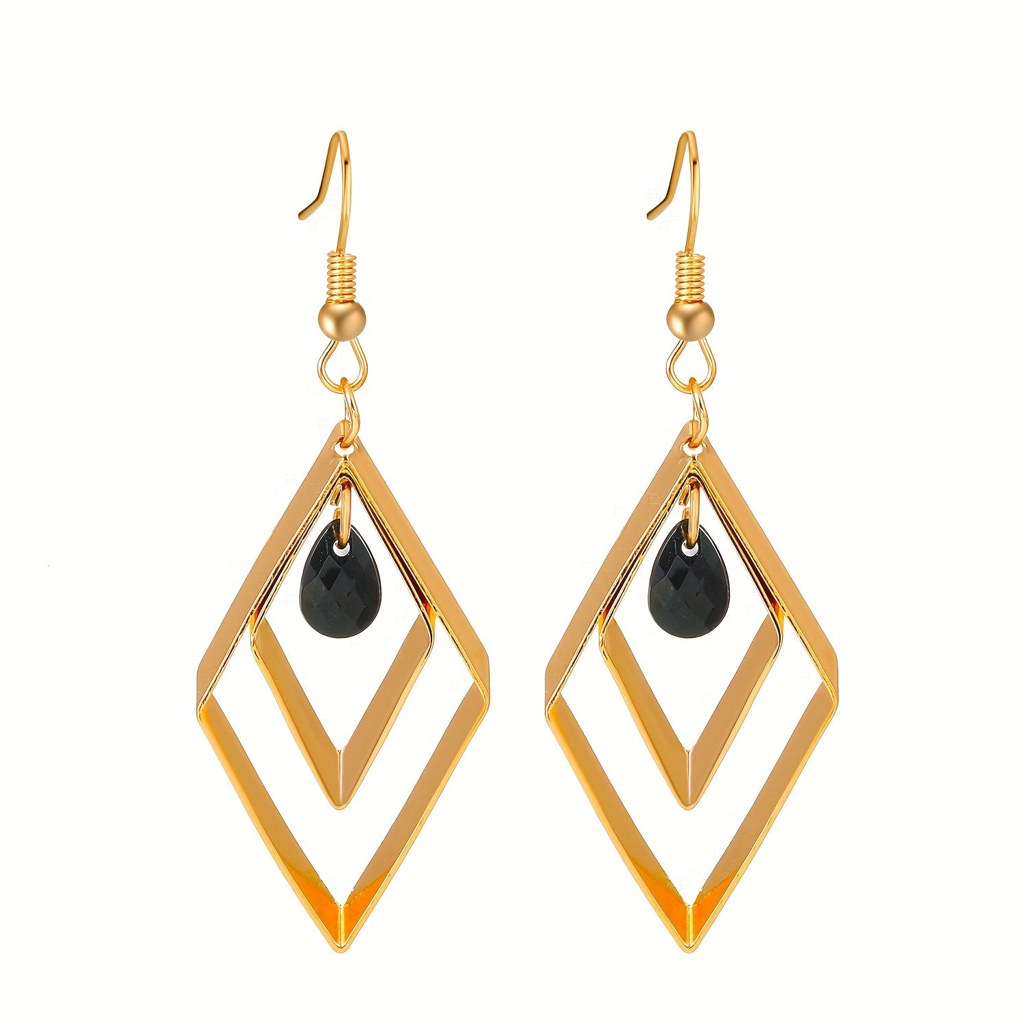 1 Pair, Retro Argyle Earrings, Black Rhinestone Pendant Hollow Square Earrings, Woman Girl Jewery, Holiday Gifts, Girlfriend Gifts, Jewelry Gift, Birthday Gifts, Mother's Day Gifts, Party Favors