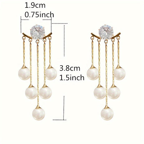 Women Tassel Artificial Pearl  Earrings, Classic Jewelry For Women Girls