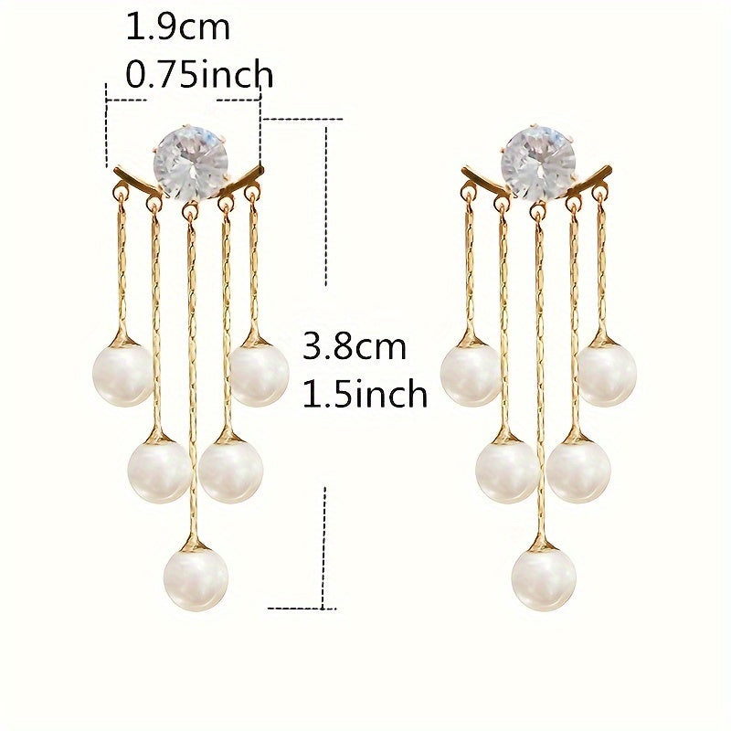 Women Tassel Artificial Pearl  Earrings, Classic Jewelry For Women Girls