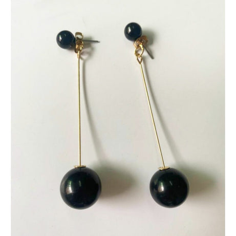 1pair New Black Wool Ball Earrings, Female Simple Autumn And Winter Velvet Round Ball Long Pendant Temperament Earrings Ear Studs, Ideal choice for Gifts