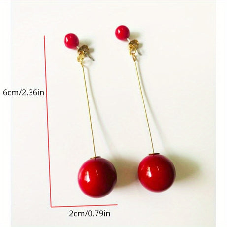 1pair New Black Wool Ball Earrings, Female Simple Autumn And Winter Velvet Round Ball Long Pendant Temperament Earrings Ear Studs, Ideal choice for Gifts