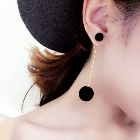 1pair New Black Wool Ball Earrings, Female Simple Autumn And Winter Velvet Round Ball Long Pendant Temperament Earrings Ear Studs, Ideal choice for Gifts