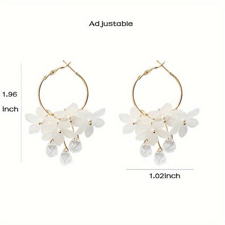 White Acrylic Flower Handmade Women's Long Earrings Female Wedding Party Jewelry Gift