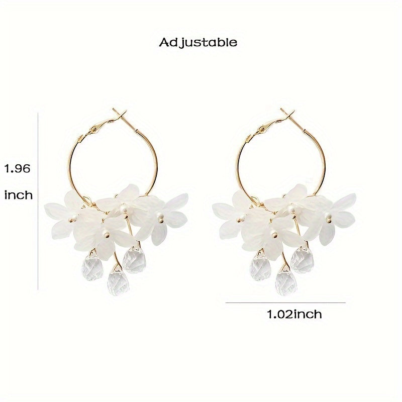 White Acrylic Flower Handmade Women's Long Earrings Female Wedding Party Jewelry Gift