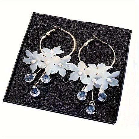 White Acrylic Flower Handmade Women's Long Earrings Female Wedding Party Jewelry Gift