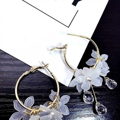 White Acrylic Flower Handmade Women's Long Earrings Female Wedding Party Jewelry Gift