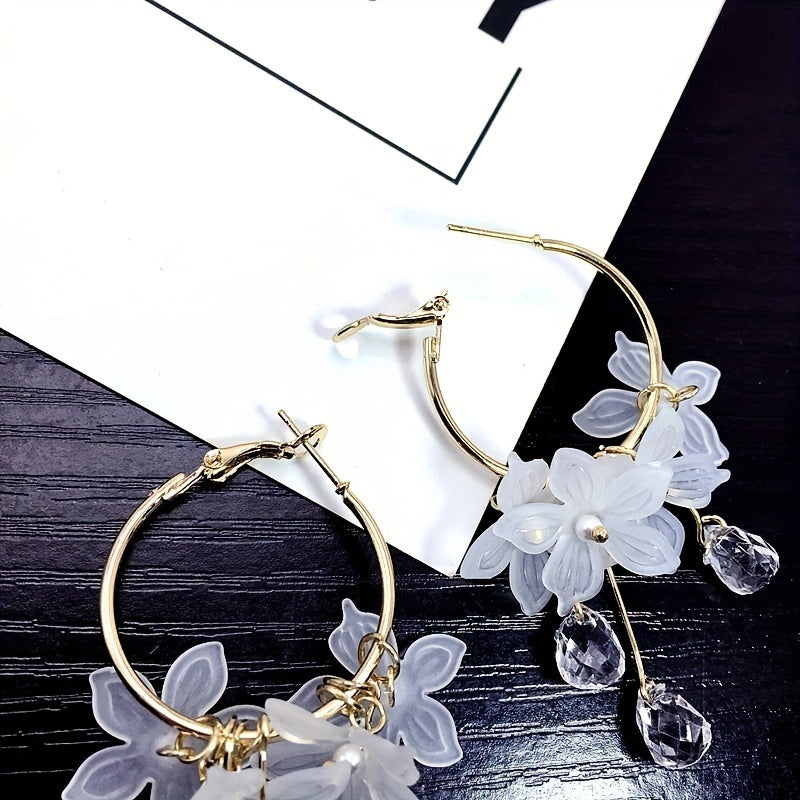 White Acrylic Flower Handmade Women's Long Earrings Female Wedding Party Jewelry Gift