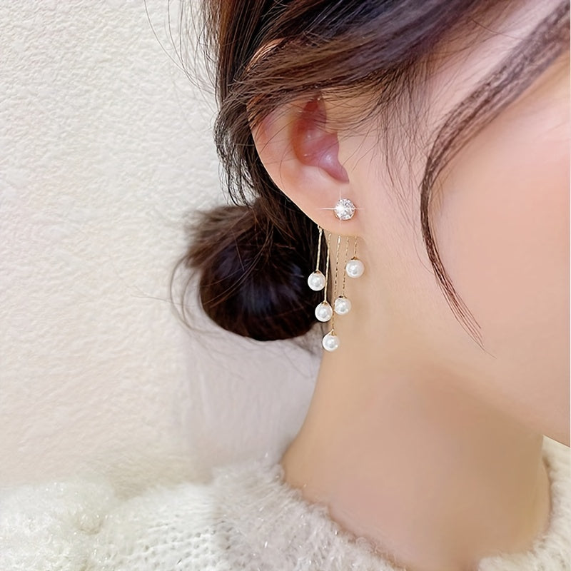 Women Tassel Artificial Pearl  Earrings, Classic Jewelry For Women Girls