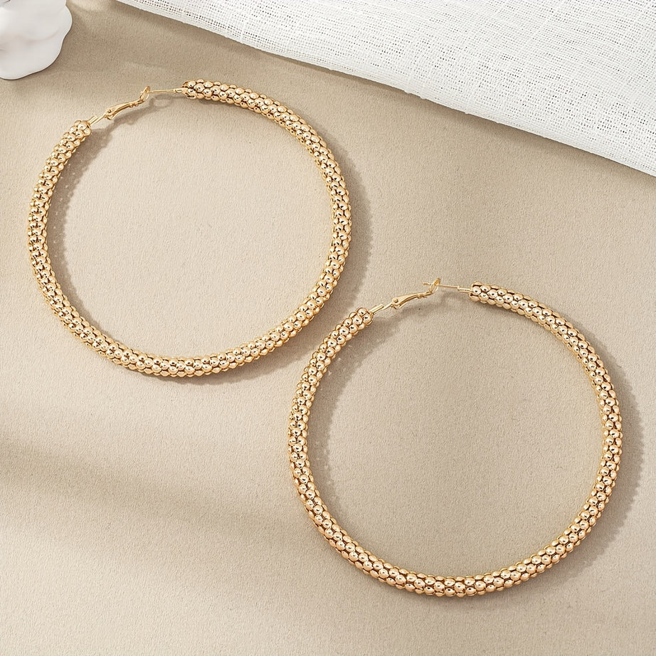 1pair Metal Circle Hoop Earrings Steel Earrings Elegant Style Jewelry Trendy Gift For Women Glamorous Party Gift