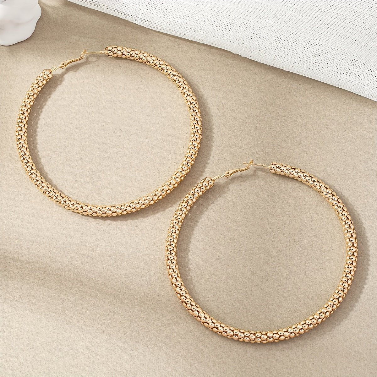 1pair Metal Circle Hoop Earrings Steel Earrings Elegant Style Jewelry Trendy Gift For Women Glamorous Party Gift