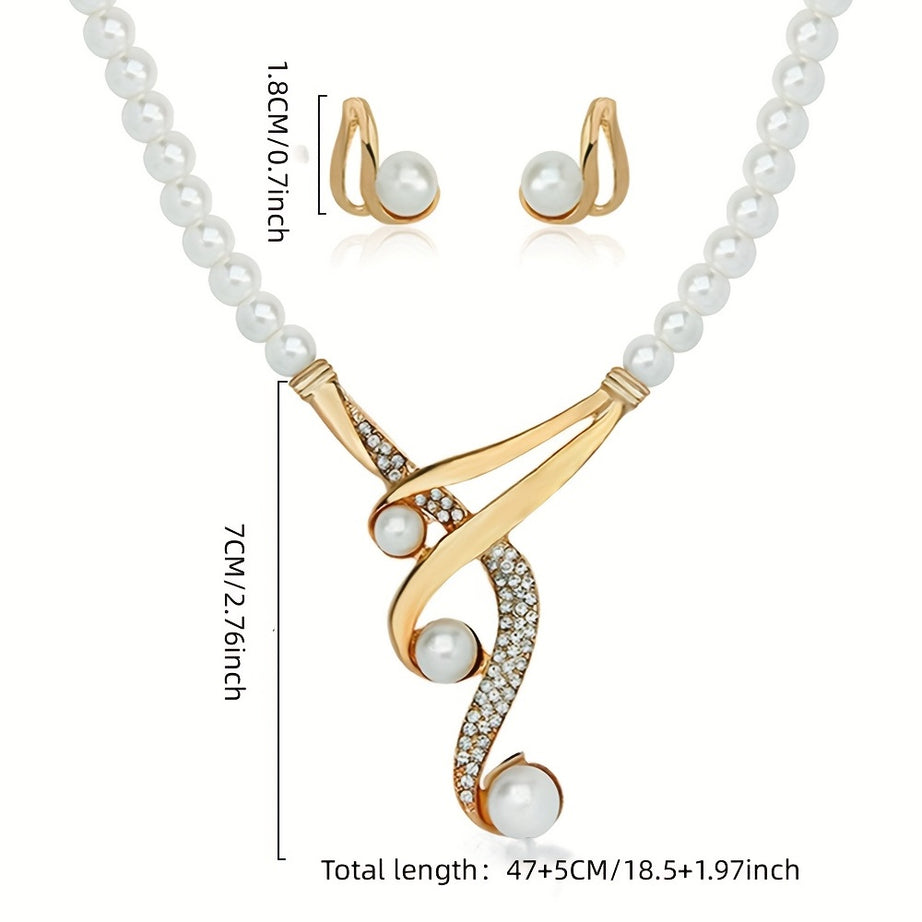 Women's Freshwater Pearl Earrings & Necklaces Jewelry Set For Wife Sister Friends