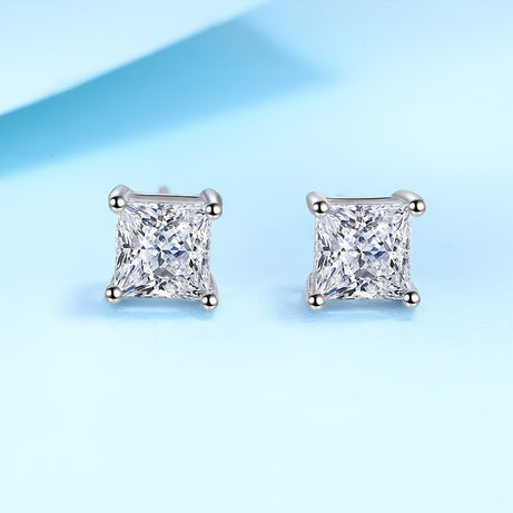 0.5-1.0ct Moissanite 4-Prong Stud Earrings 18K Gold Plated 925 Silver Wedding Engagement Party Decor For Women Girls 1Pair
