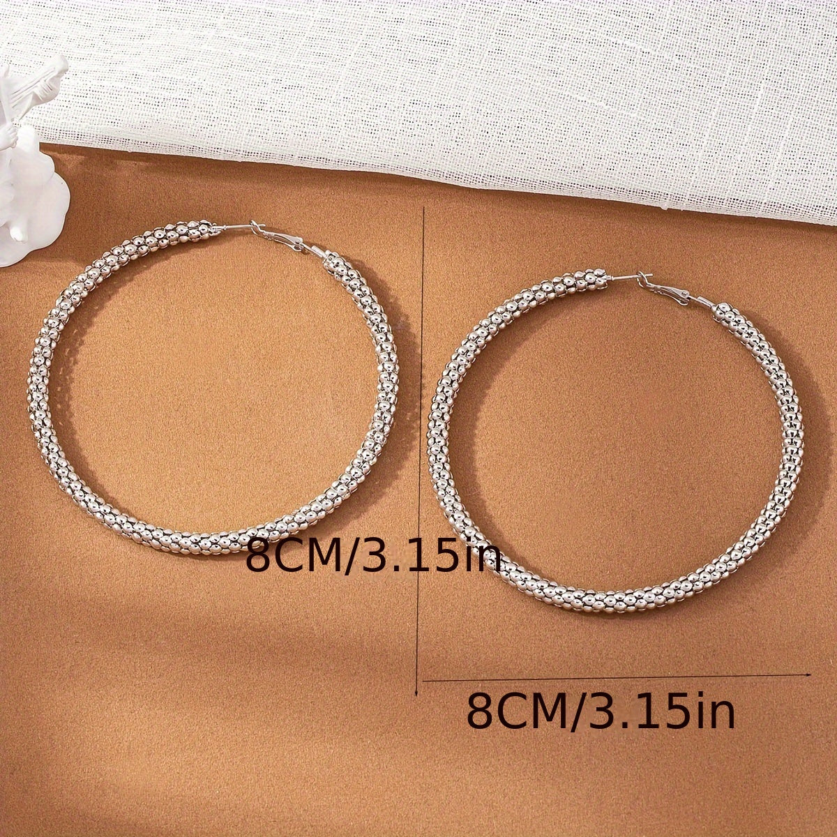 1pair Metal Circle Hoop Earrings Steel Earrings Elegant Style Jewelry Trendy Gift For Women Glamorous Party Gift