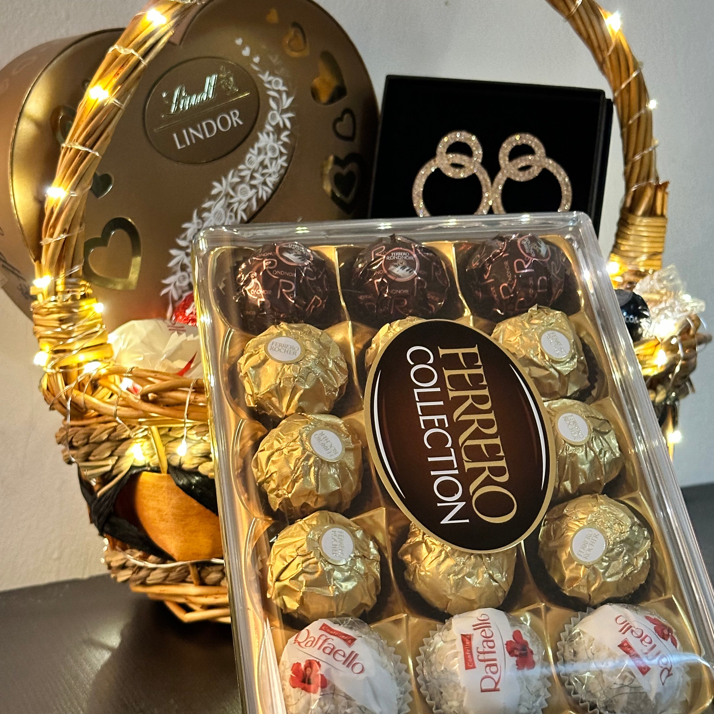 Valentine's Bliss Bucket: A Symphony of Sweets, Chocolates, Dazzling Earrings, and LED Elegance - A Perfect Gift of Love