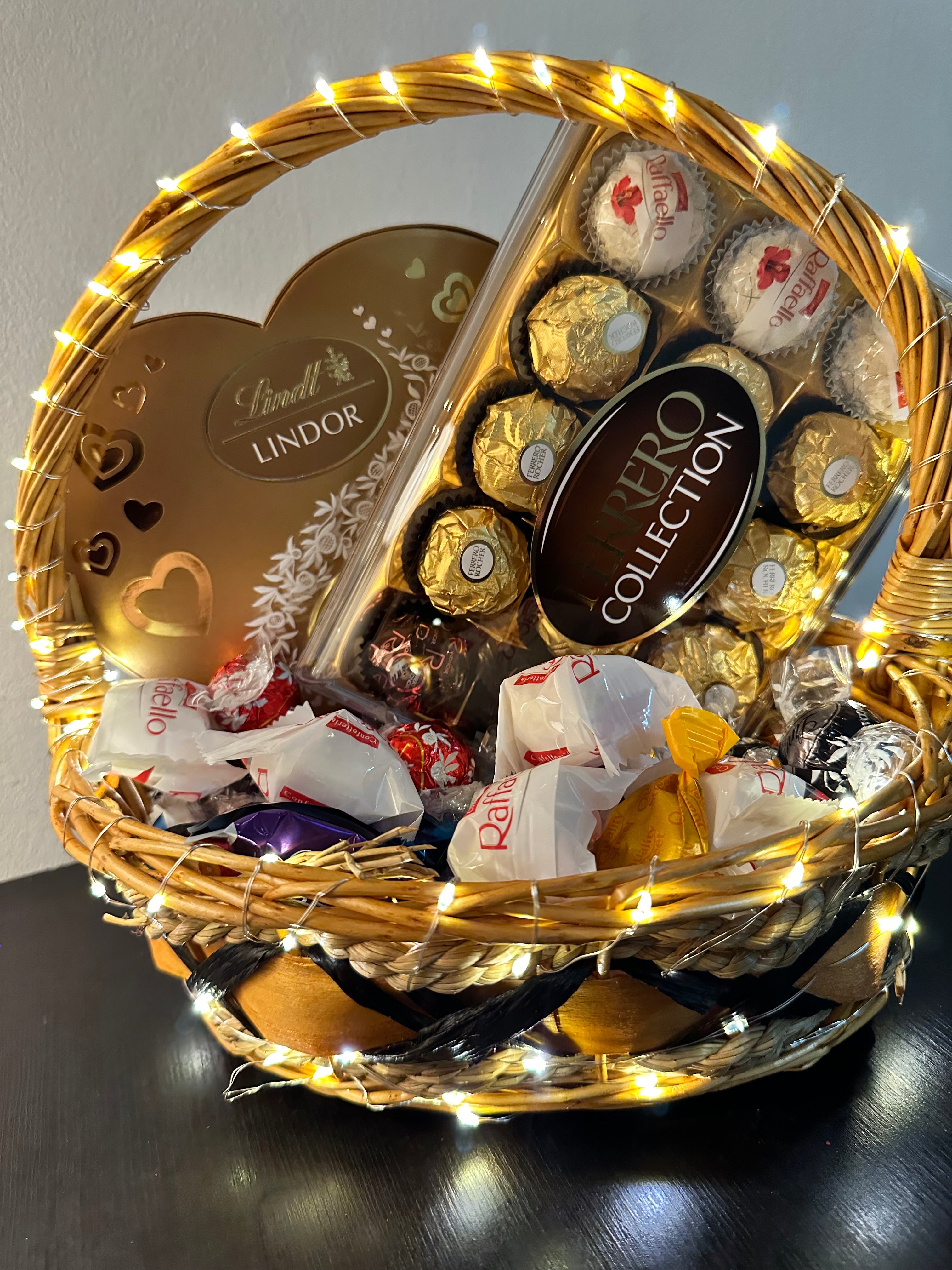 Valentine's Bliss Bucket: A Symphony of Sweets, Chocolates, Dazzling Earrings, and LED Elegance - A Perfect Gift of Love