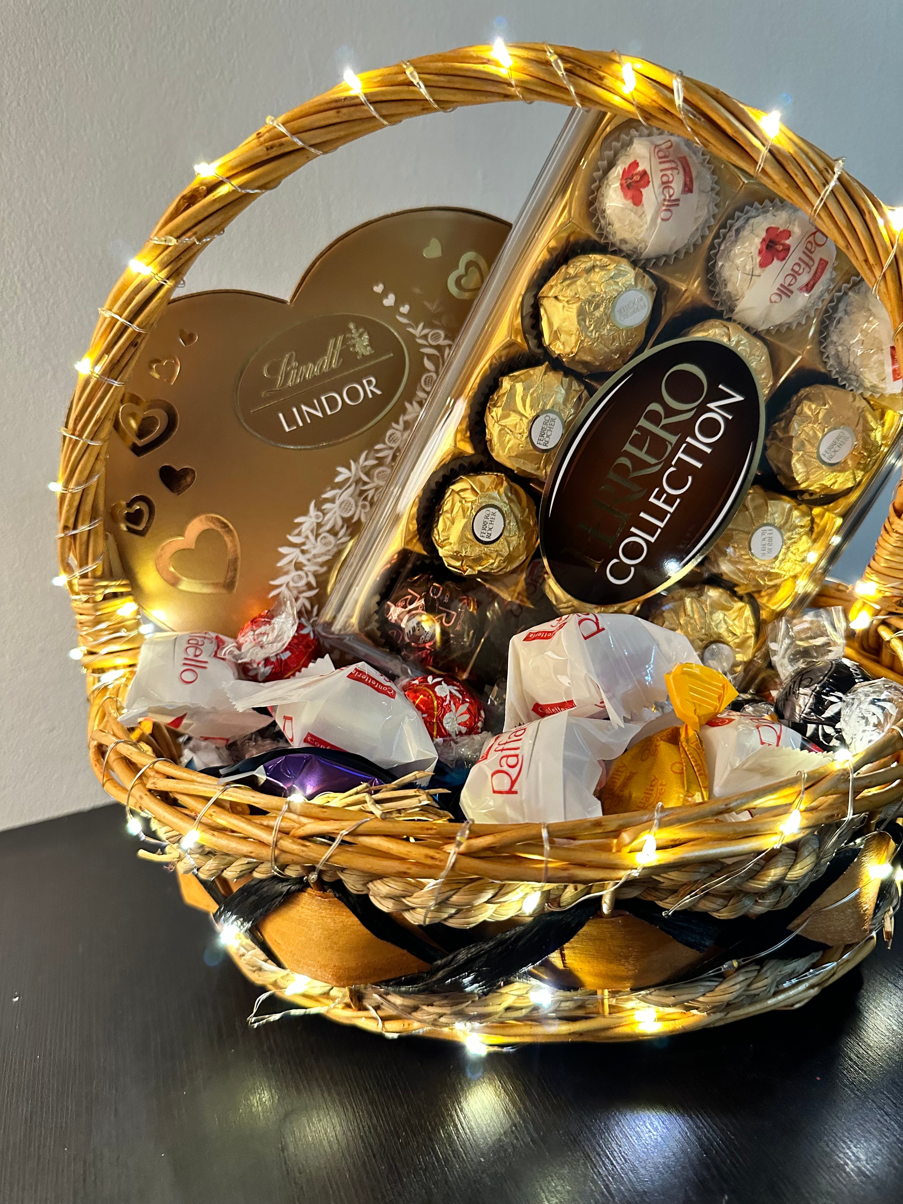 Valentine's Bliss Bucket: A Symphony of Sweets, Chocolates, Dazzling Earrings, and LED Elegance - A Perfect Gift of Love