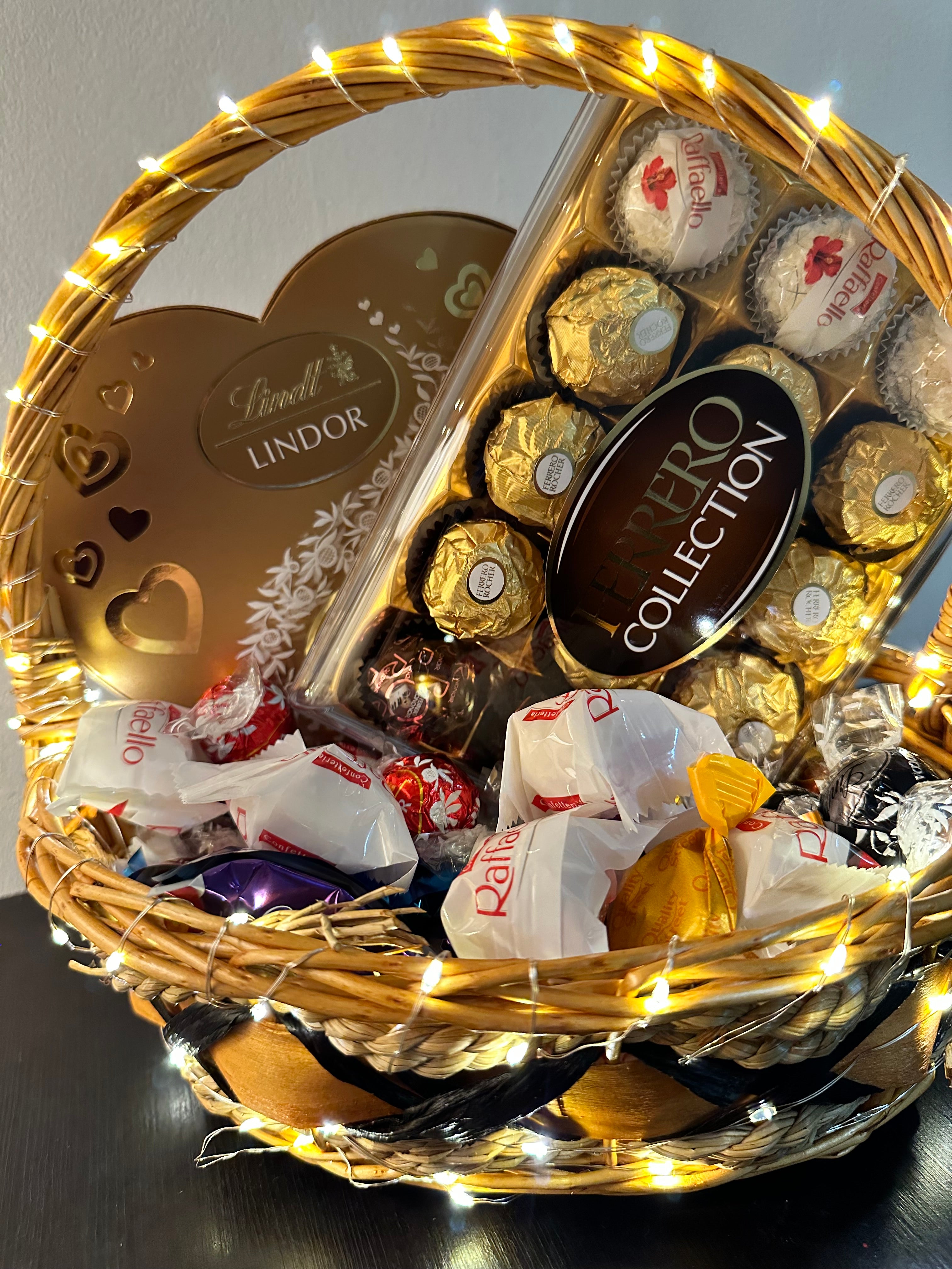 Valentine's Bliss Bucket: A Symphony of Sweets, Chocolates, Dazzling Earrings, and LED Elegance - A Perfect Gift of Love