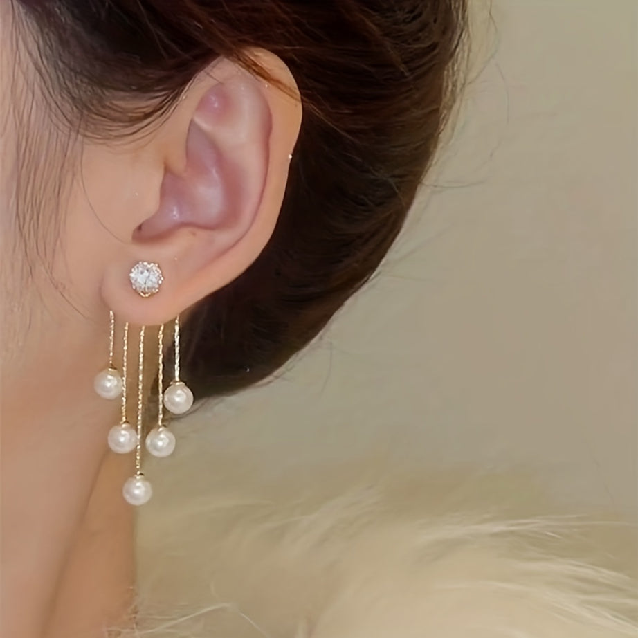 Women Tassel Artificial Pearl  Earrings, Classic Jewelry For Women Girls