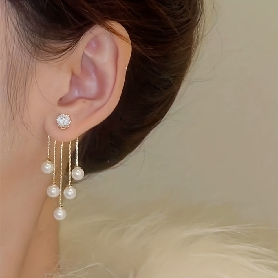 Women Tassel Artificial Pearl  Earrings, Classic Jewelry For Women Girls