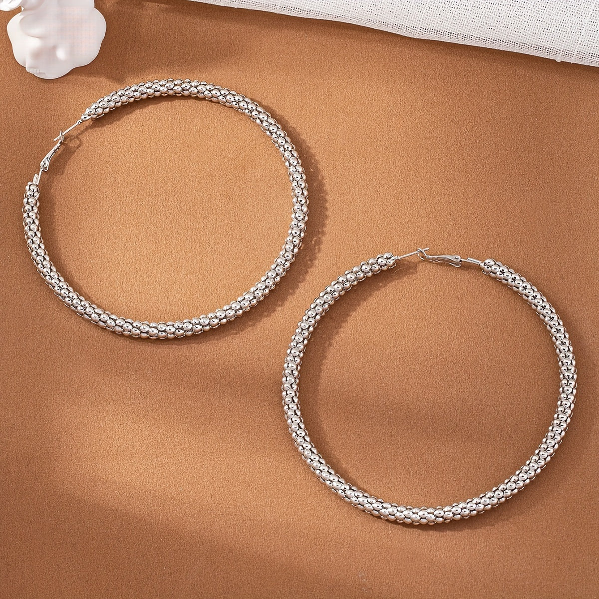 1pair Metal Circle Hoop Earrings Steel Earrings Elegant Style Jewelry Trendy Gift For Women Glamorous Party Gift