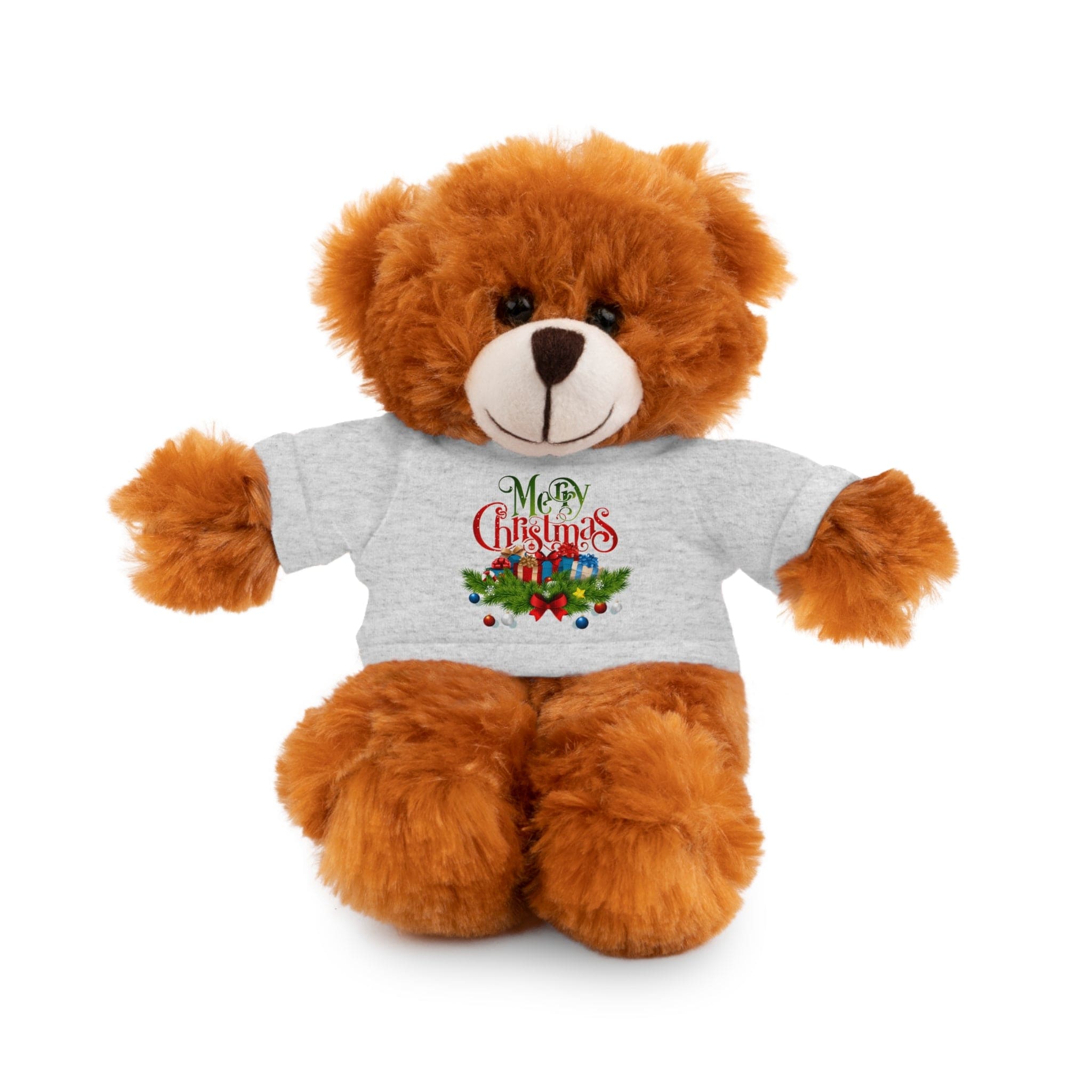 Printify Accessories Ash / Bear / 8" Cuddly Christmas Companions: Stuffed Animals Adorned in Festive Tee Designs for Holiday Cheer!