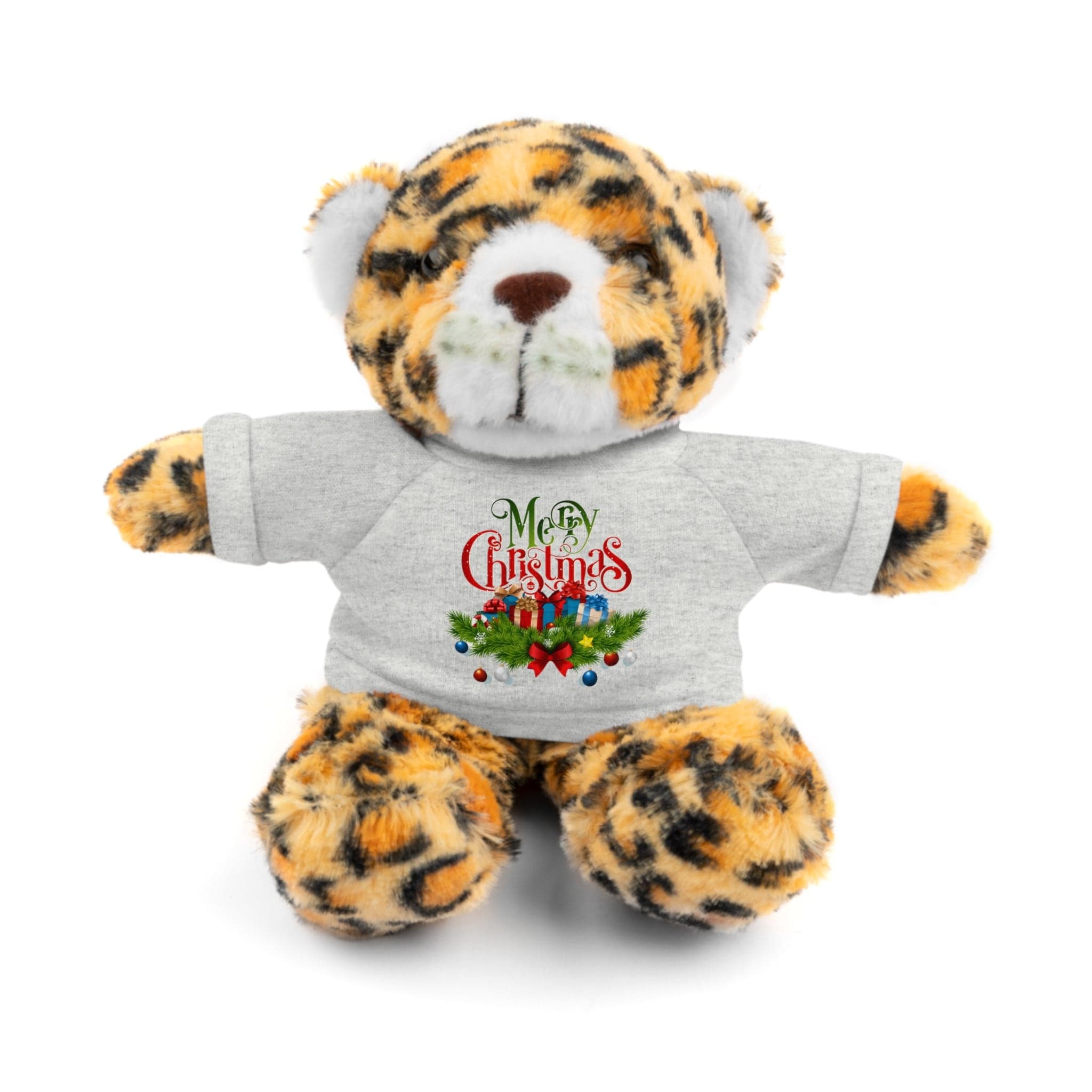 Printify Accessories Ash / Jaguar / 8" Cuddly Christmas Companions: Stuffed Animals Adorned in Festive Tee Designs for Holiday Cheer!