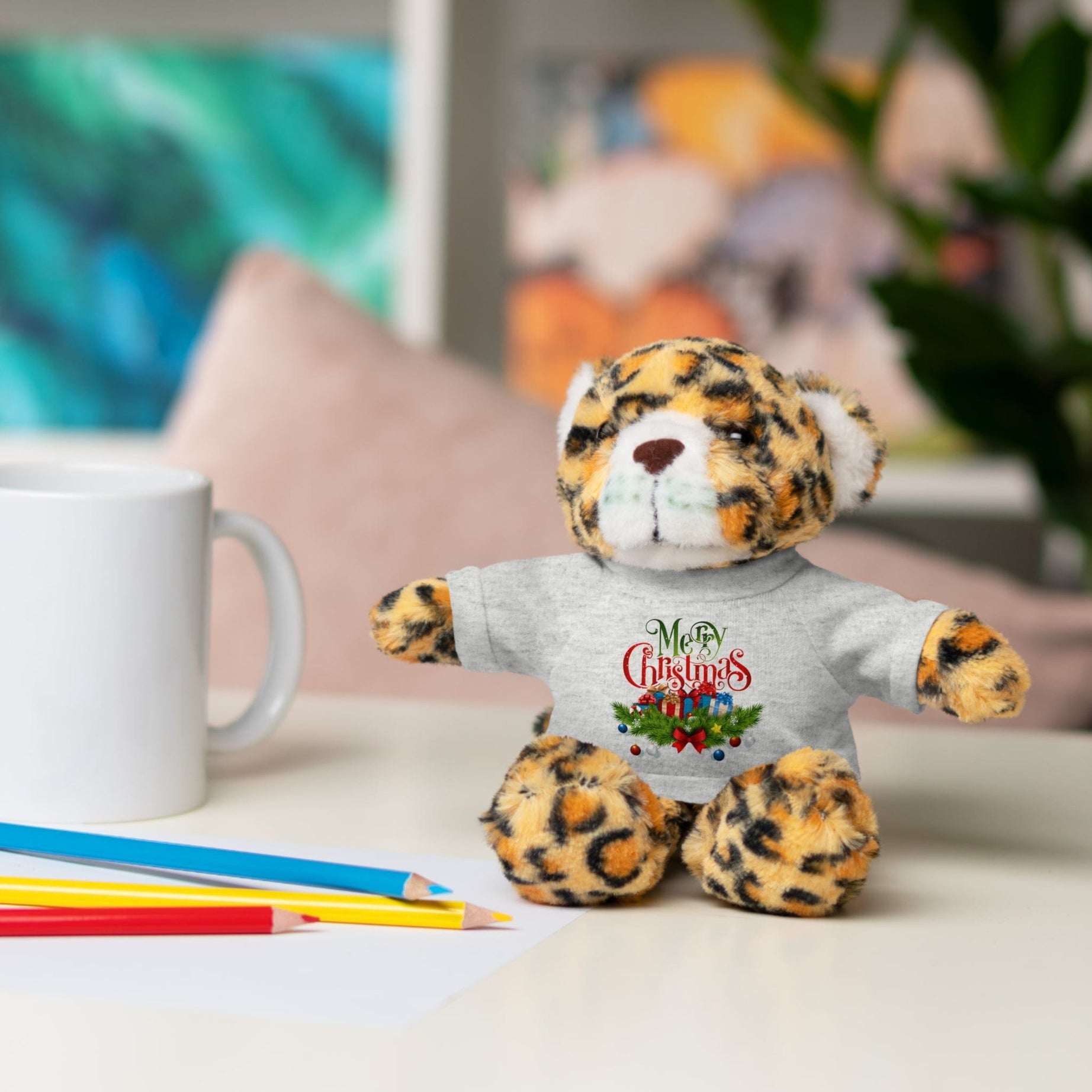 Printify Accessories Cuddly Christmas Companions: Stuffed Animals Adorned in Festive Tee Designs for Holiday Cheer!