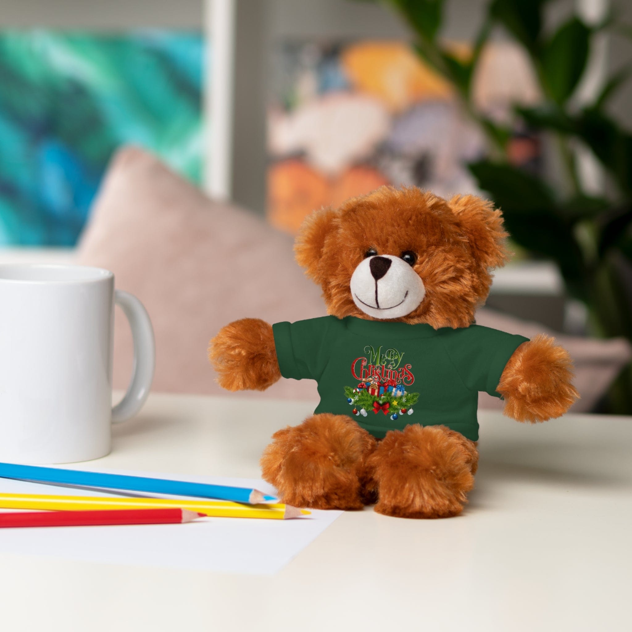 Printify Accessories Cuddly Christmas Companions: Stuffed Animals Adorned in Festive Tee Designs for Holiday Cheer!