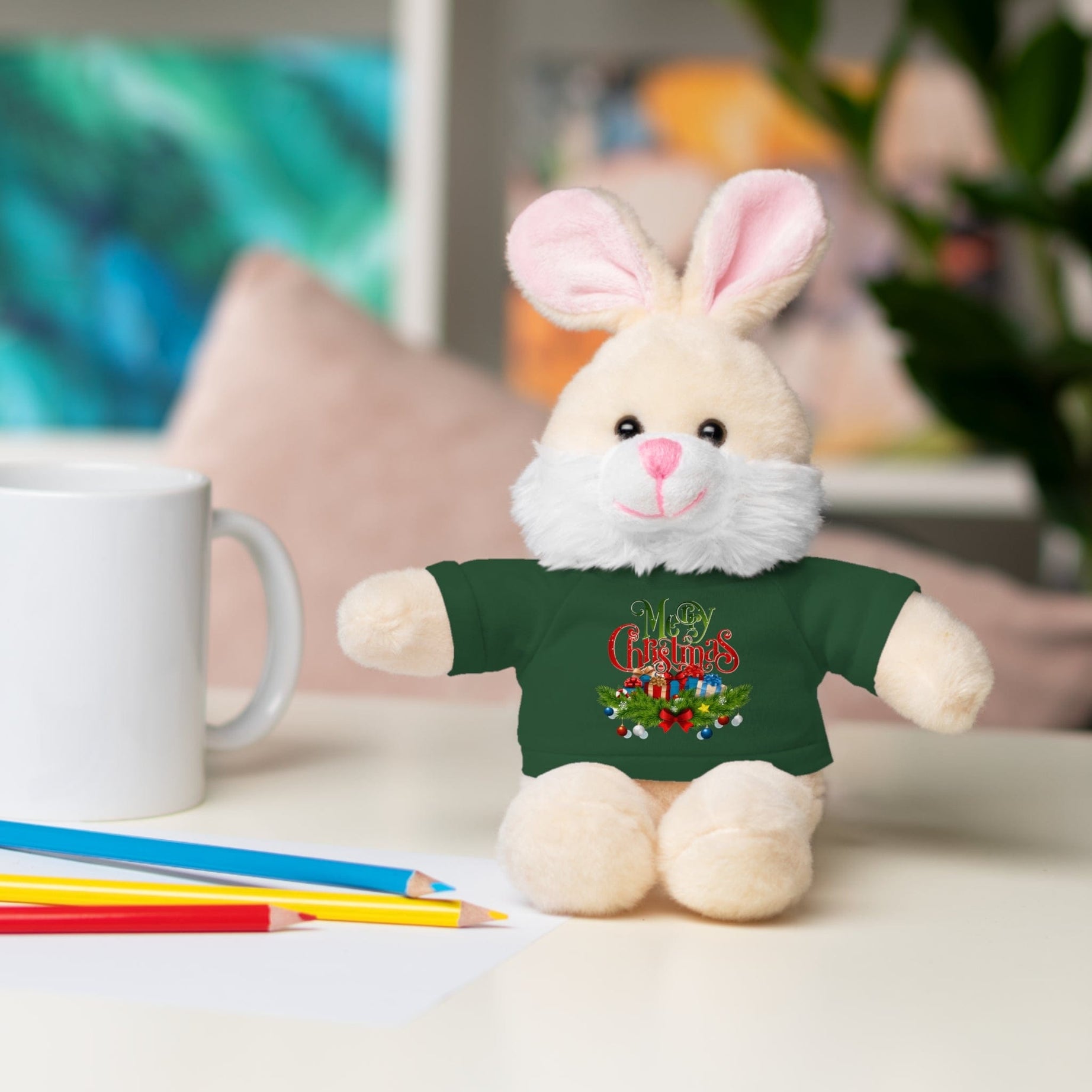 Printify Accessories Cuddly Christmas Companions: Stuffed Animals Adorned in Festive Tee Designs for Holiday Cheer!