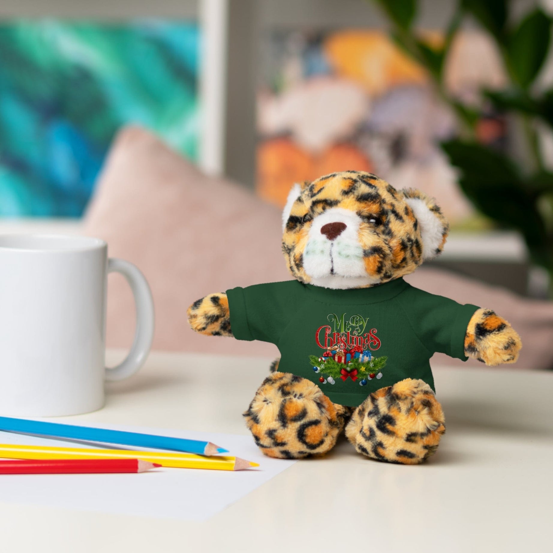 Printify Accessories Cuddly Christmas Companions: Stuffed Animals Adorned in Festive Tee Designs for Holiday Cheer!