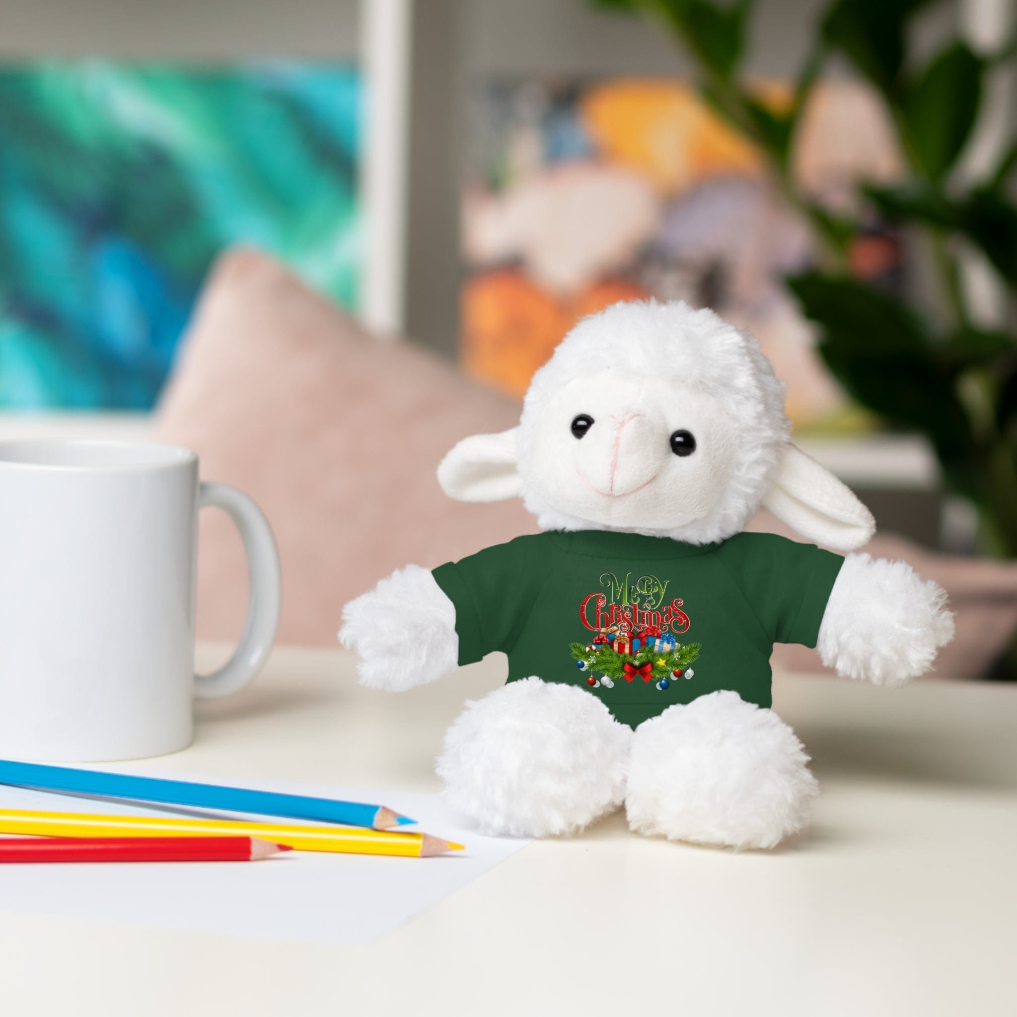 Printify Accessories Cuddly Christmas Companions: Stuffed Animals Adorned in Festive Tee Designs for Holiday Cheer!