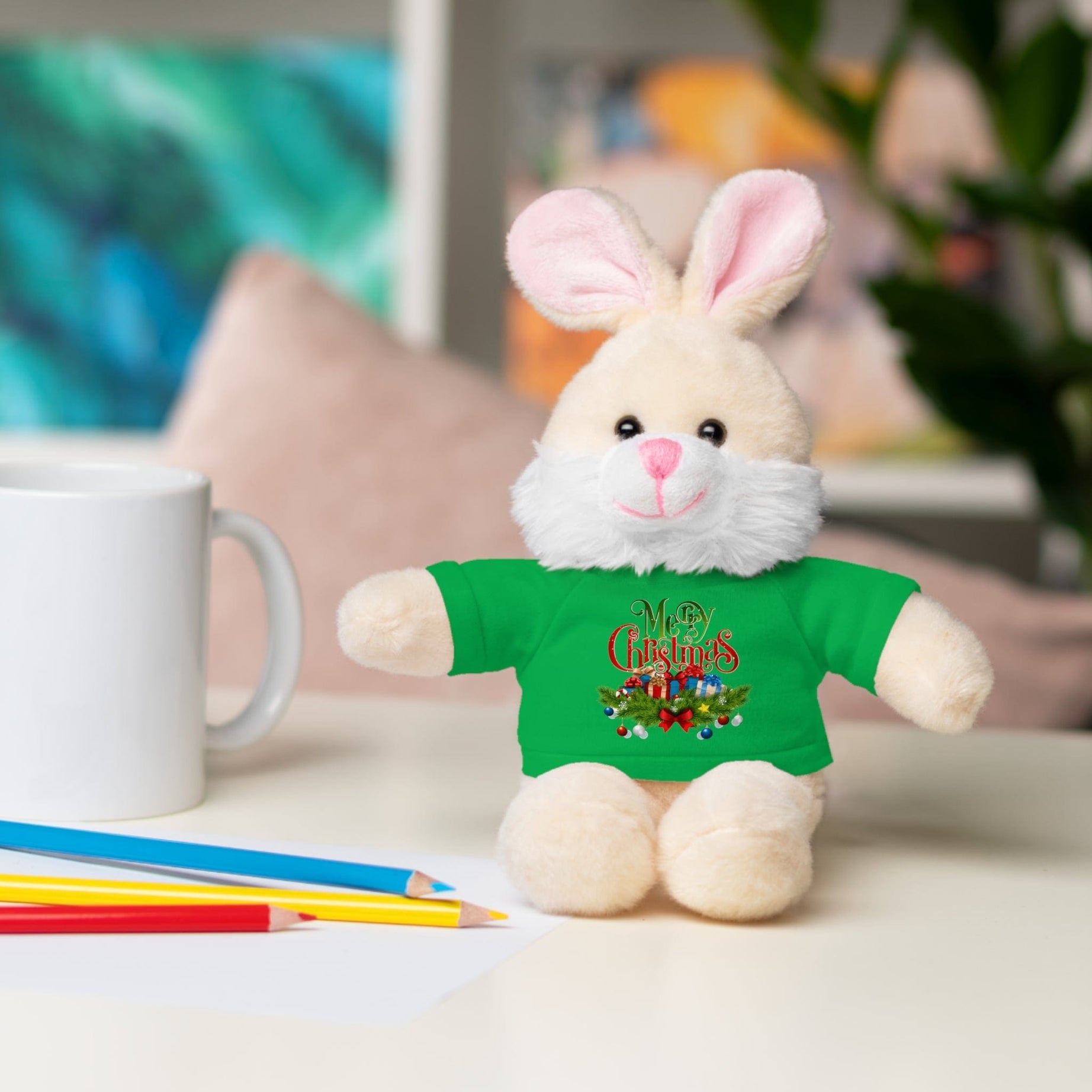 Printify Accessories Cuddly Christmas Companions: Stuffed Animals Adorned in Festive Tee Designs for Holiday Cheer!