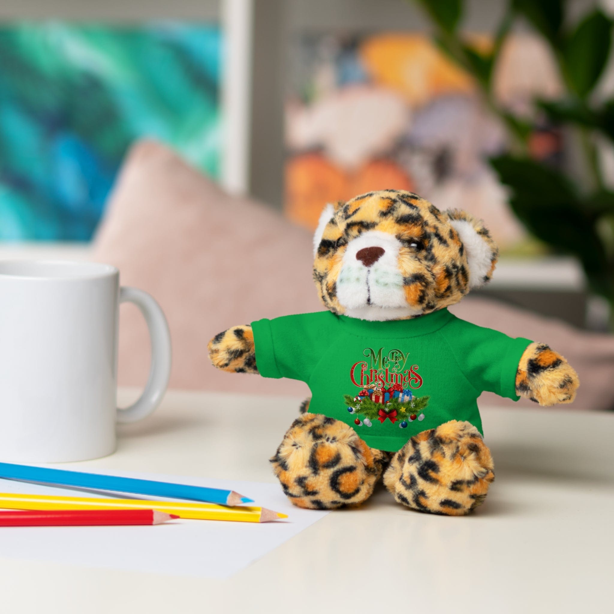 Printify Accessories Cuddly Christmas Companions: Stuffed Animals Adorned in Festive Tee Designs for Holiday Cheer!