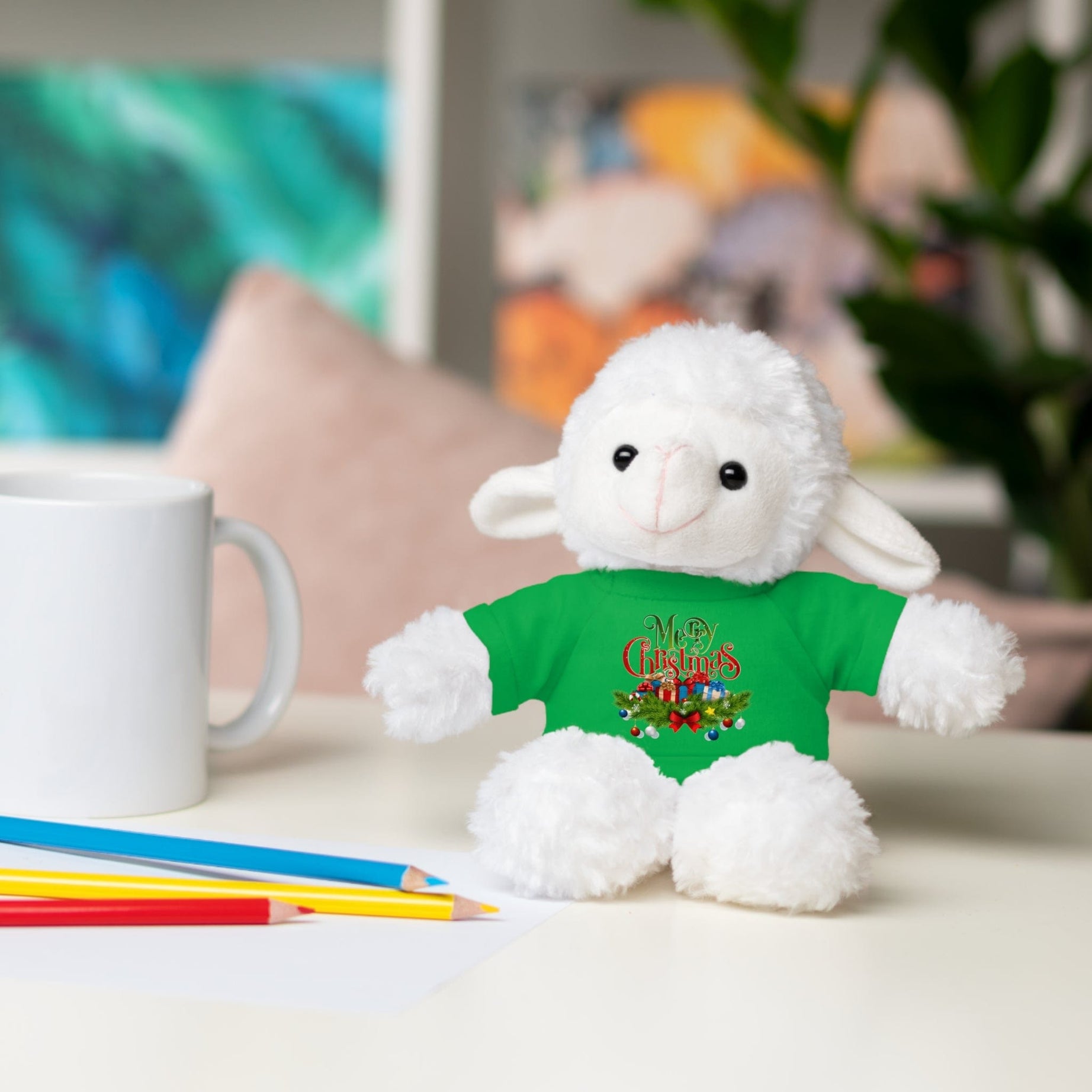 Printify Accessories Cuddly Christmas Companions: Stuffed Animals Adorned in Festive Tee Designs for Holiday Cheer!