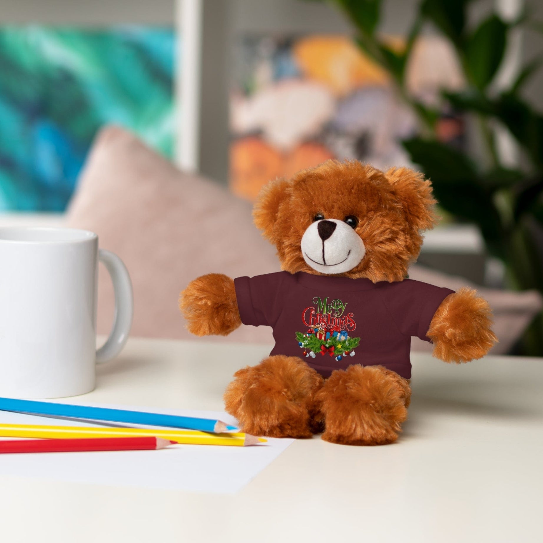 Printify Accessories Cuddly Christmas Companions: Stuffed Animals Adorned in Festive Tee Designs for Holiday Cheer!