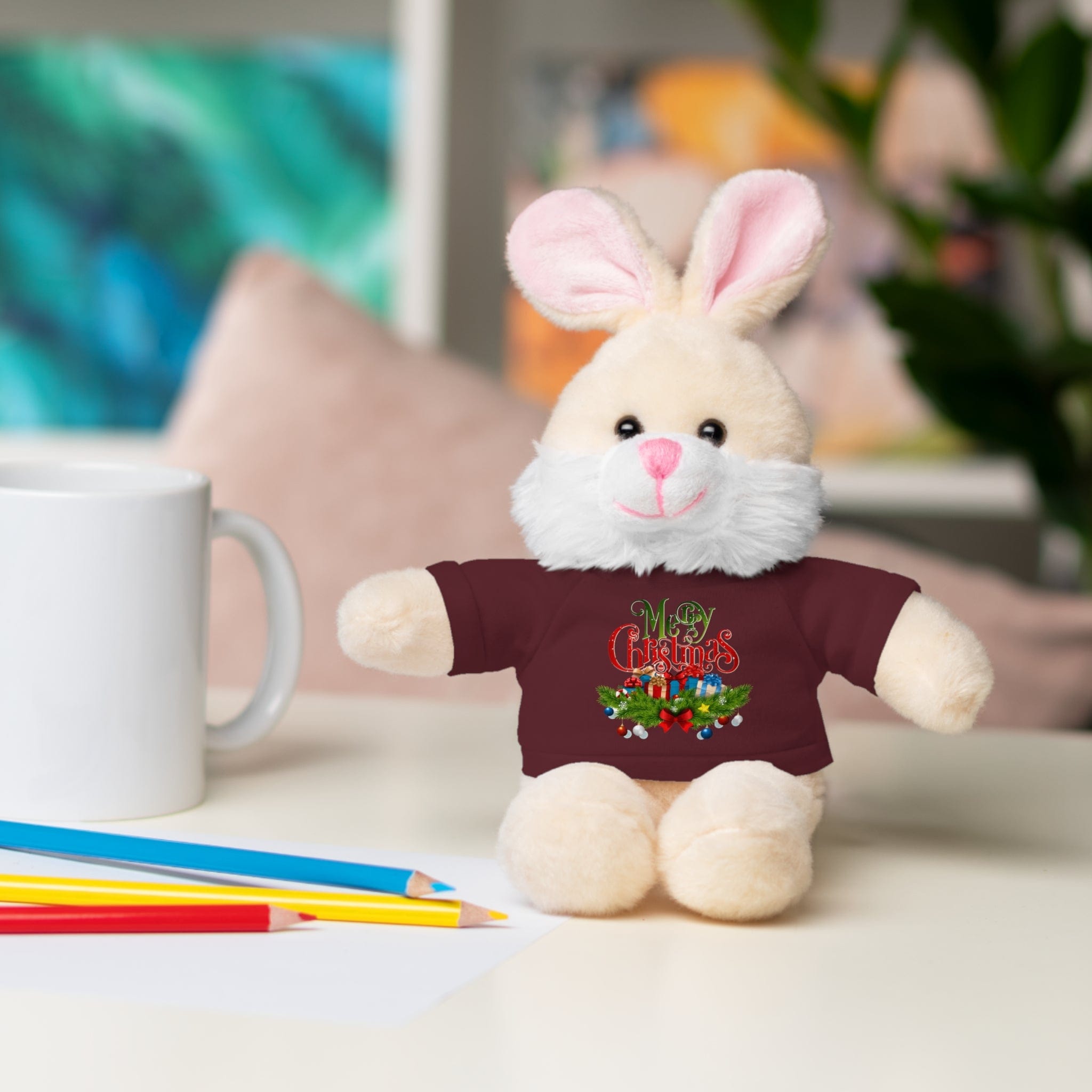 Printify Accessories Cuddly Christmas Companions: Stuffed Animals Adorned in Festive Tee Designs for Holiday Cheer!