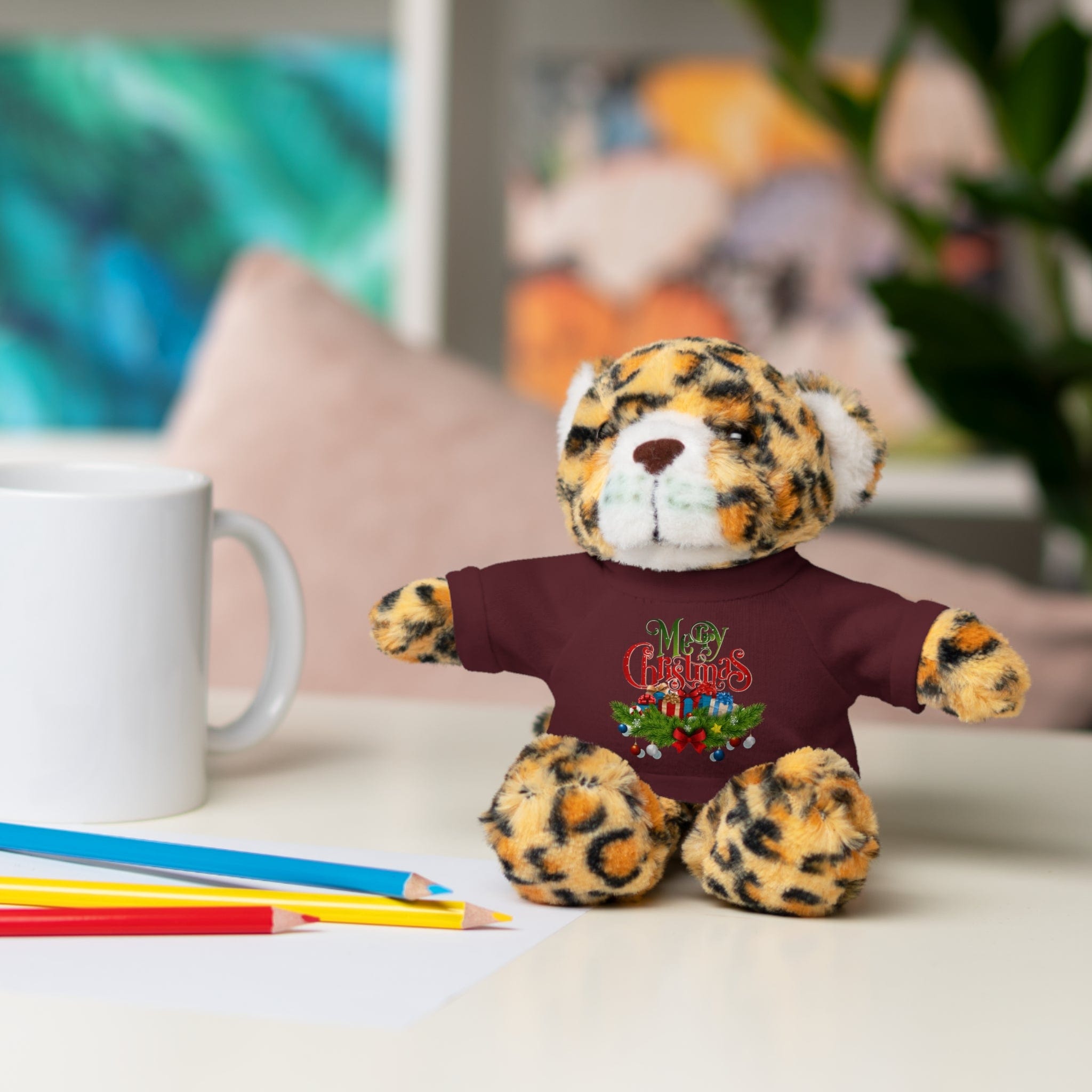 Printify Accessories Cuddly Christmas Companions: Stuffed Animals Adorned in Festive Tee Designs for Holiday Cheer!