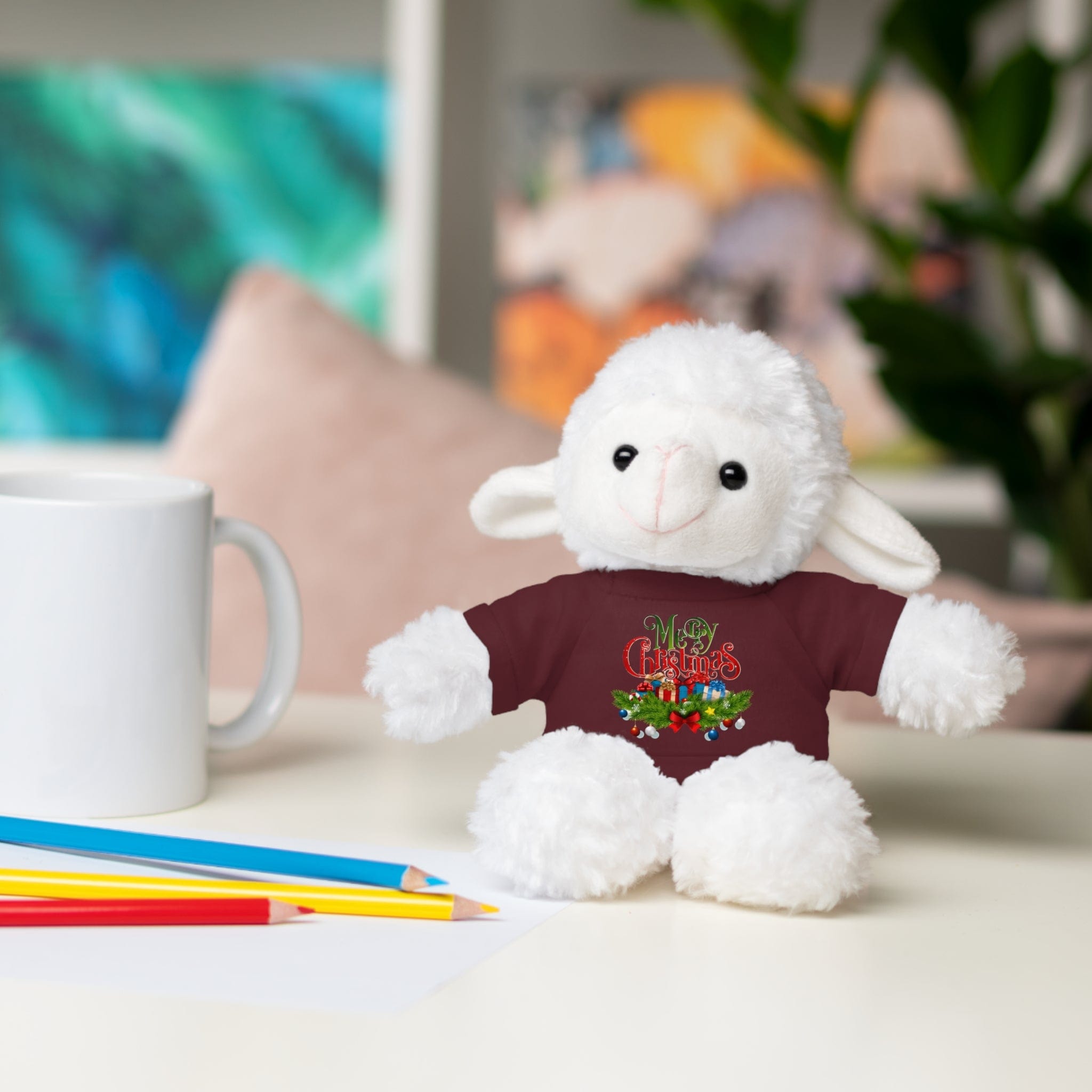 Printify Accessories Cuddly Christmas Companions: Stuffed Animals Adorned in Festive Tee Designs for Holiday Cheer!