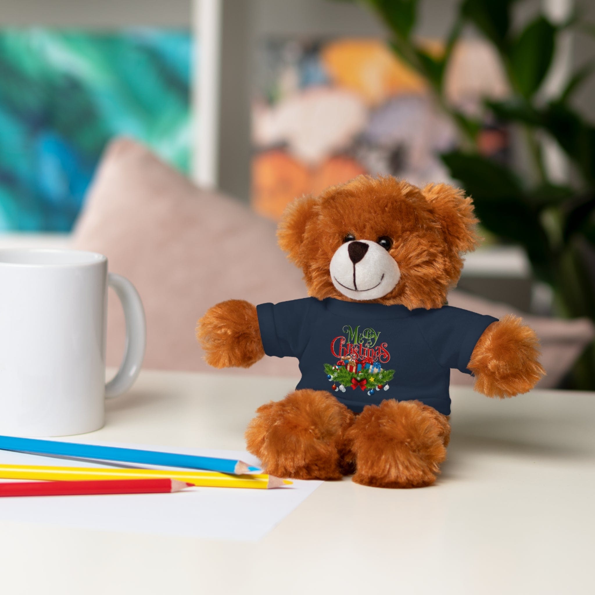 Printify Accessories Cuddly Christmas Companions: Stuffed Animals Adorned in Festive Tee Designs for Holiday Cheer!