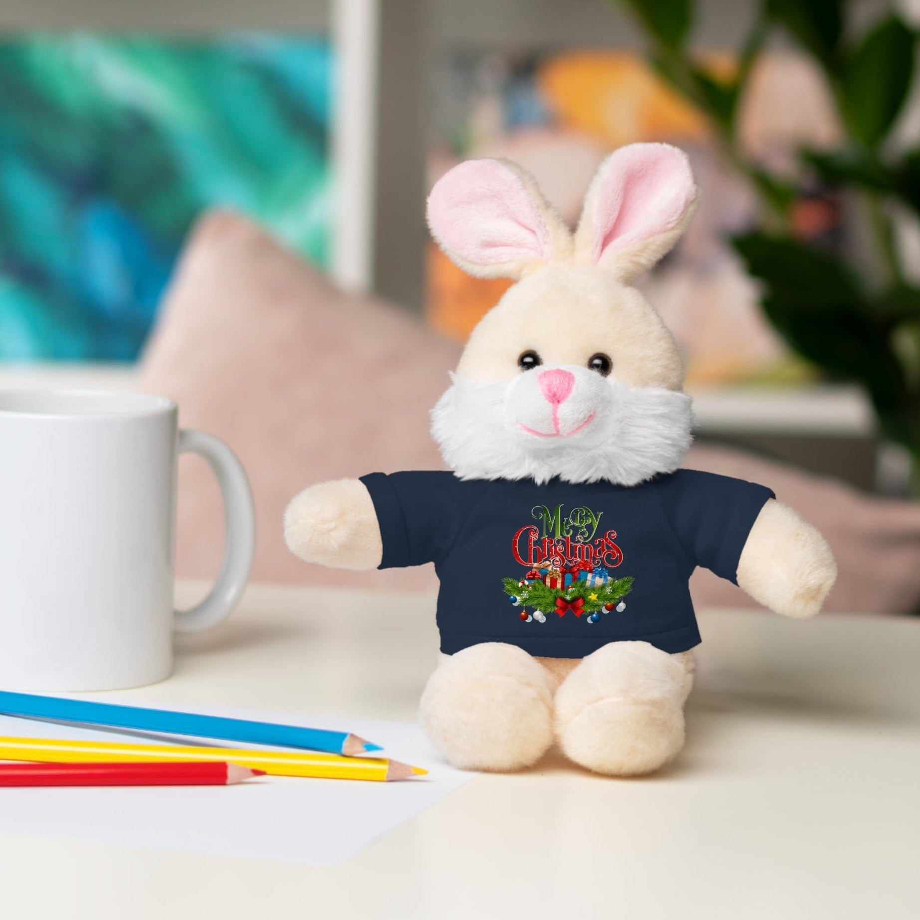Printify Accessories Cuddly Christmas Companions: Stuffed Animals Adorned in Festive Tee Designs for Holiday Cheer!