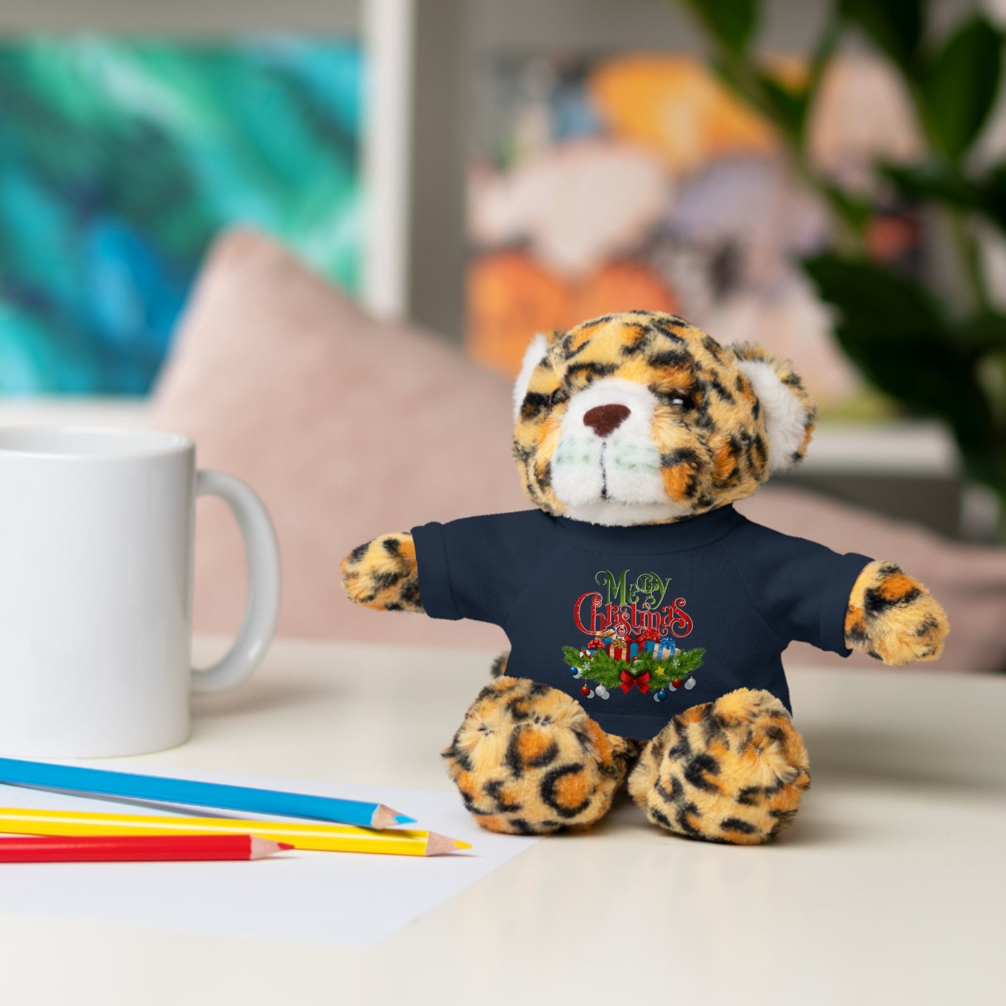 Printify Accessories Cuddly Christmas Companions: Stuffed Animals Adorned in Festive Tee Designs for Holiday Cheer!