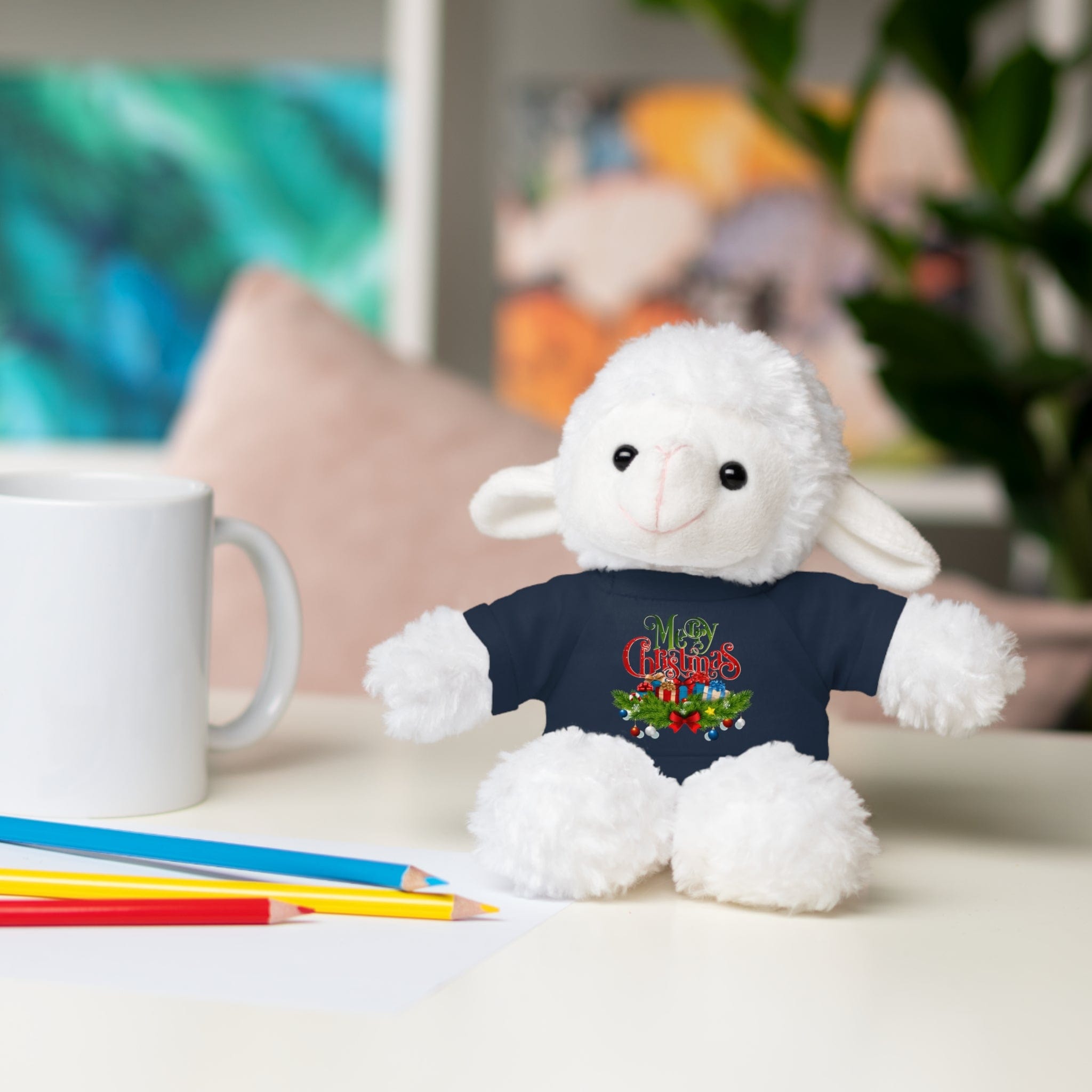 Printify Accessories Cuddly Christmas Companions: Stuffed Animals Adorned in Festive Tee Designs for Holiday Cheer!