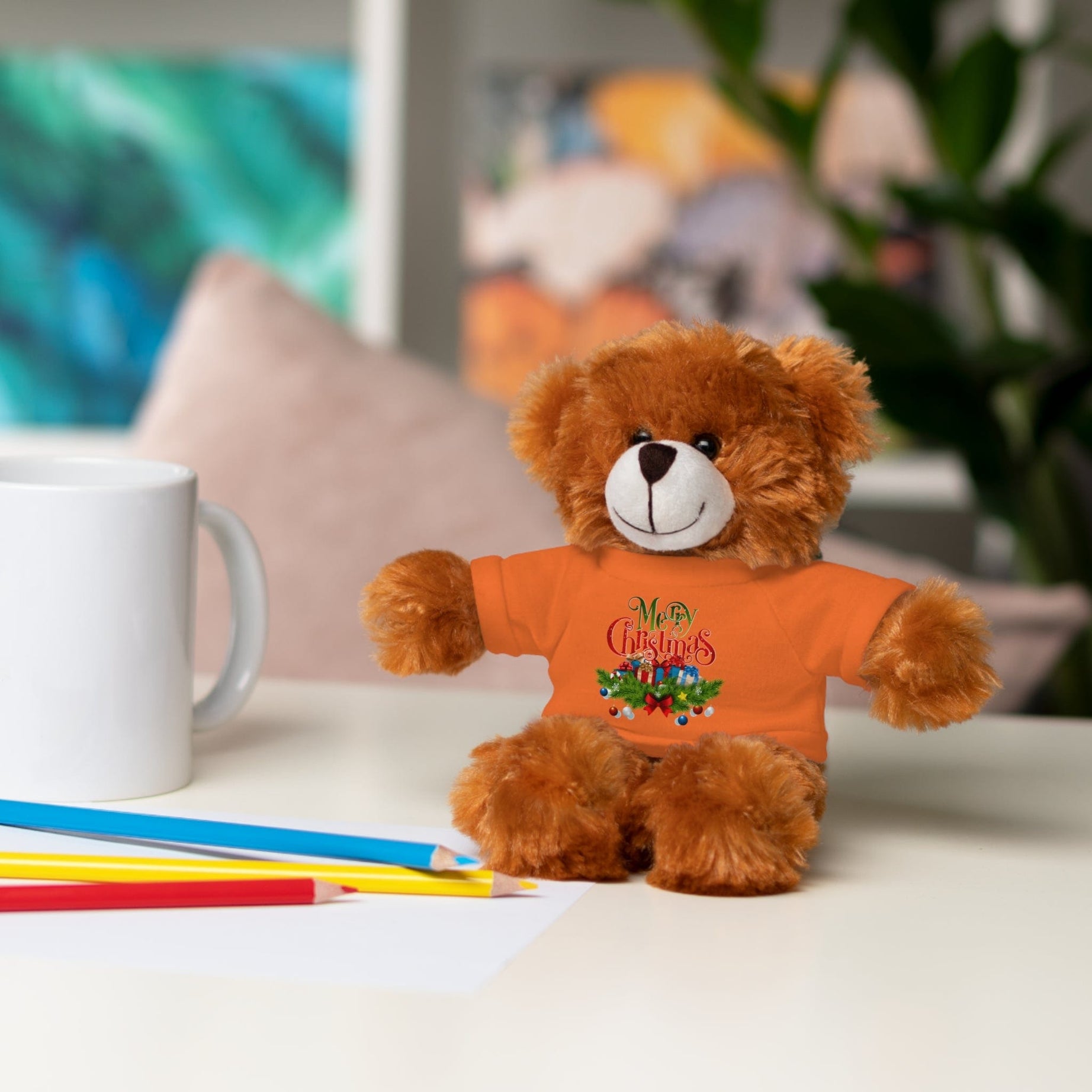 Printify Accessories Cuddly Christmas Companions: Stuffed Animals Adorned in Festive Tee Designs for Holiday Cheer!