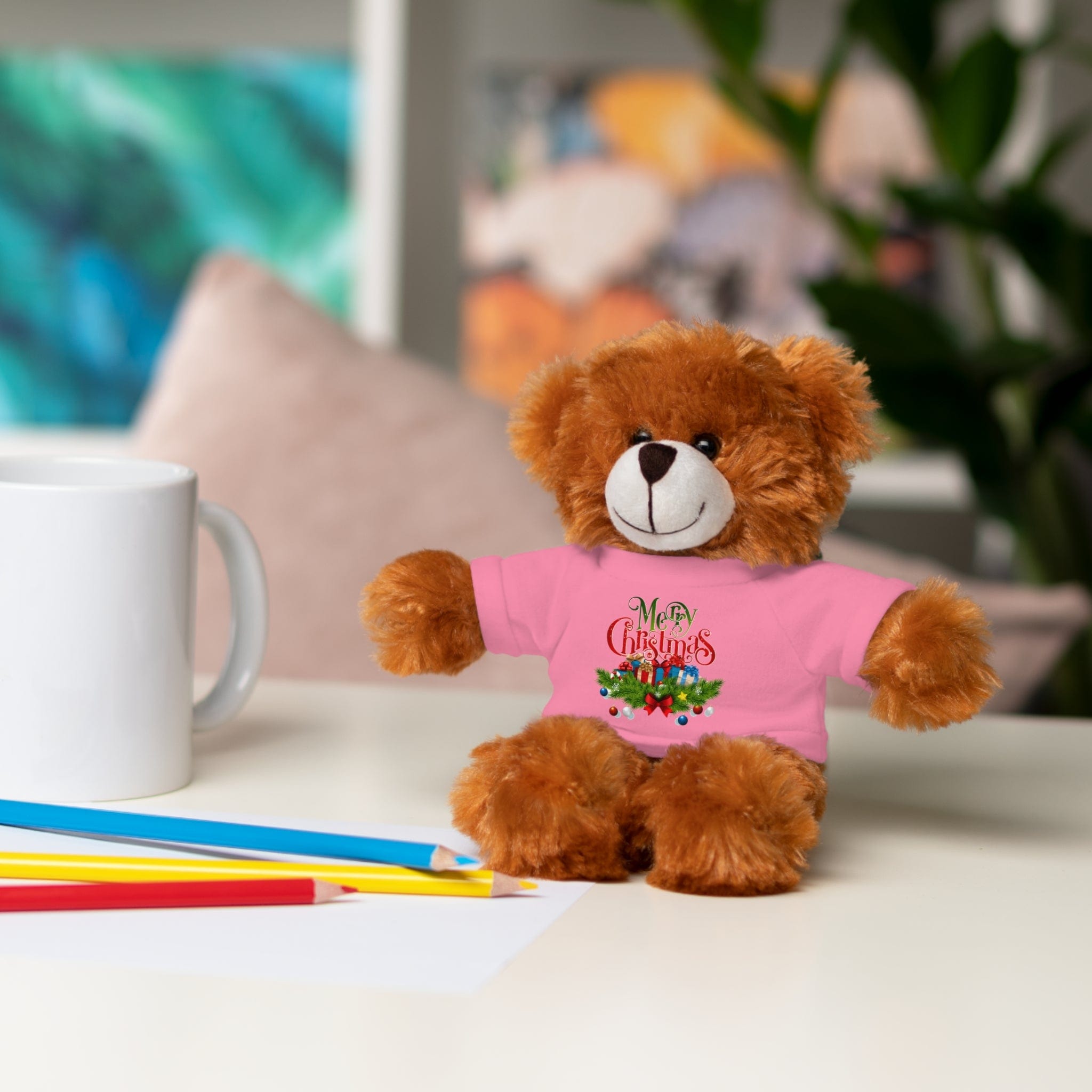 Printify Accessories Cuddly Christmas Companions: Stuffed Animals Adorned in Festive Tee Designs for Holiday Cheer!