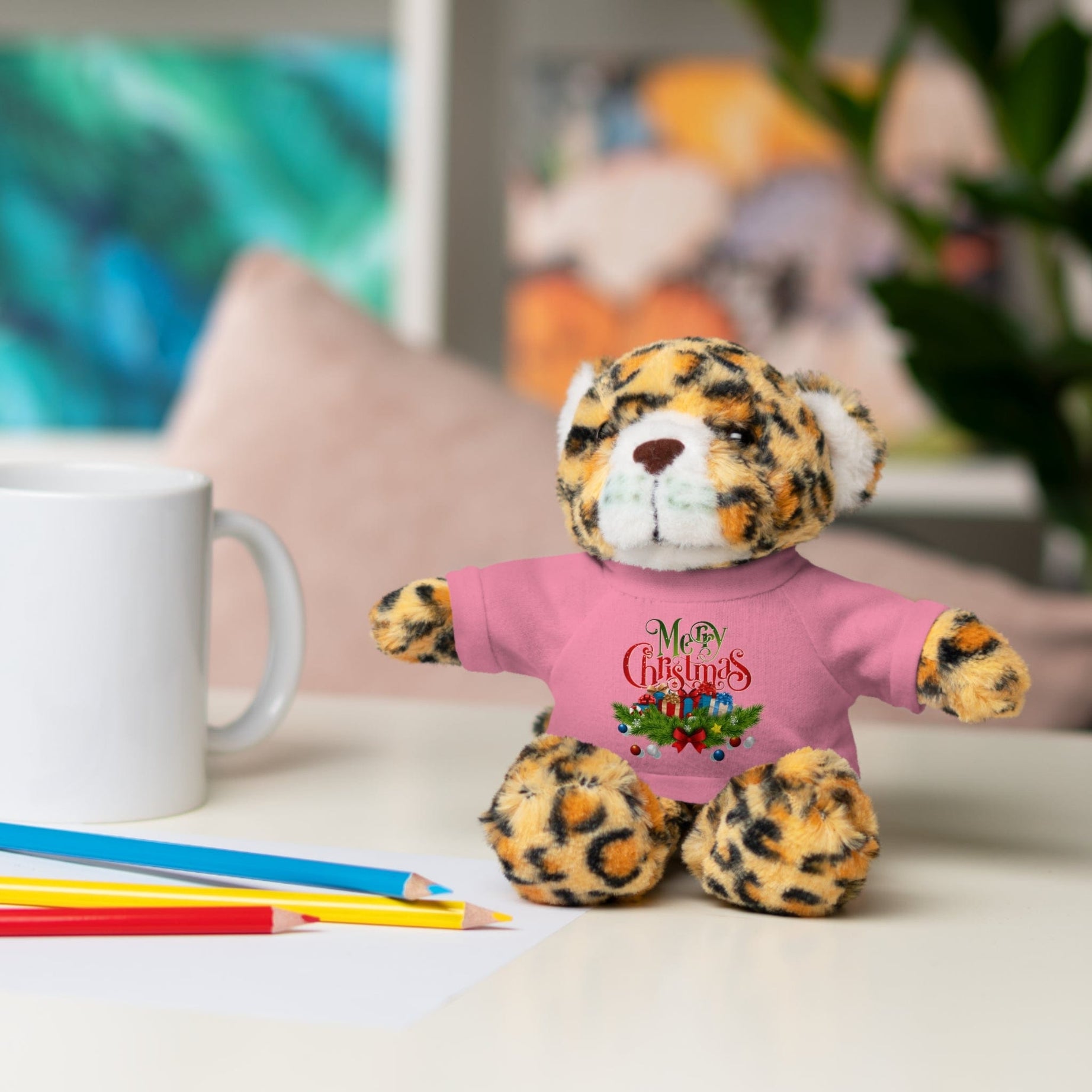 Printify Accessories Cuddly Christmas Companions: Stuffed Animals Adorned in Festive Tee Designs for Holiday Cheer!